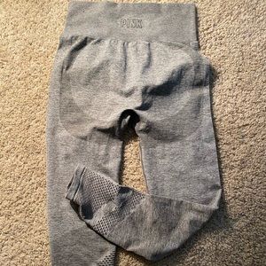 Pink- gray/ green fitted leggings . With butt shaper